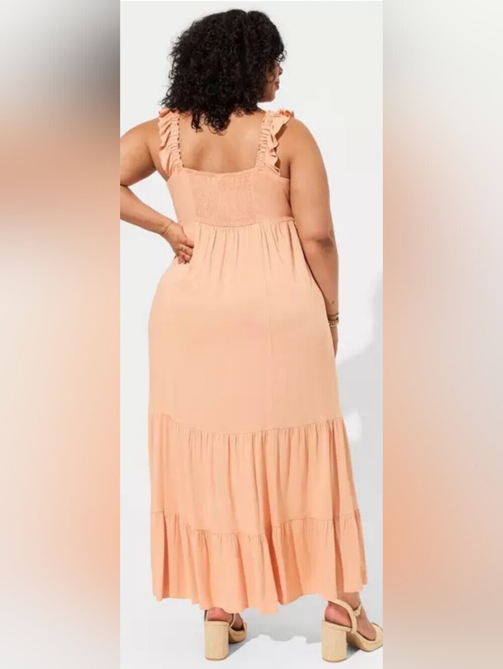 Torrid Peach Sleeveless Ruffled Strap Maxi Dress Size 3x - Picture 3 of 11
